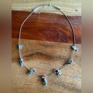 Sterling Silver Species Survival Plan Tube Birds & Animal Fetish Charm Necklace